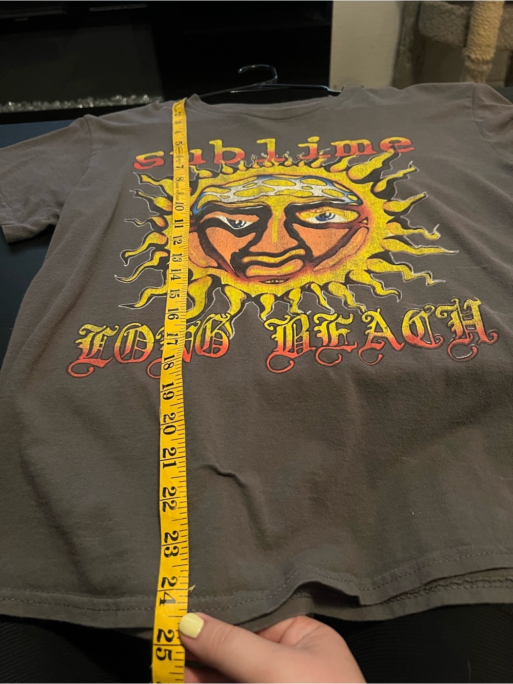 Sublime Long Beach Sun Graphic Tee - Charcoal with Yellow & Red Print - Picture 3 of 6